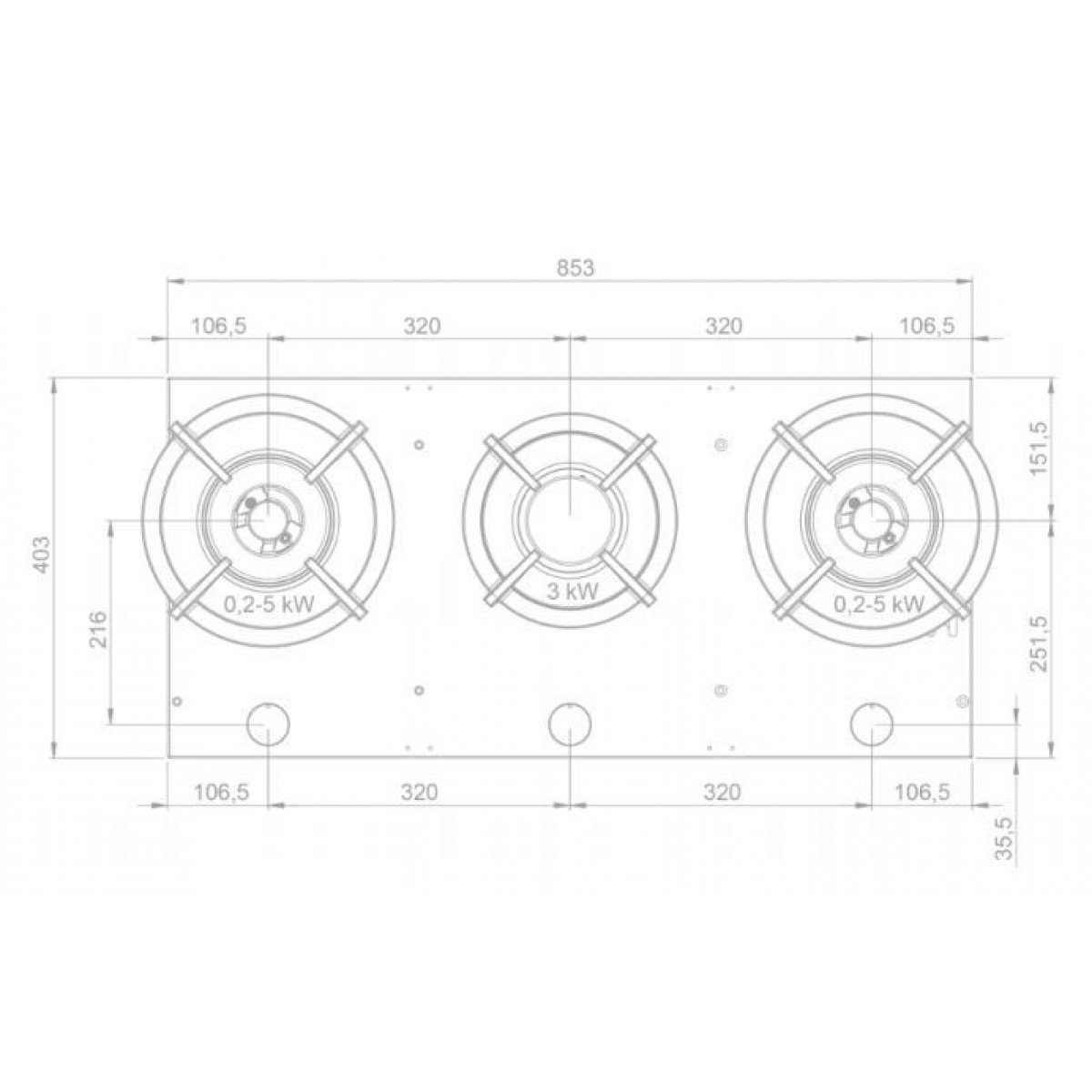 NOVY 56008 gaskookplaat - domino