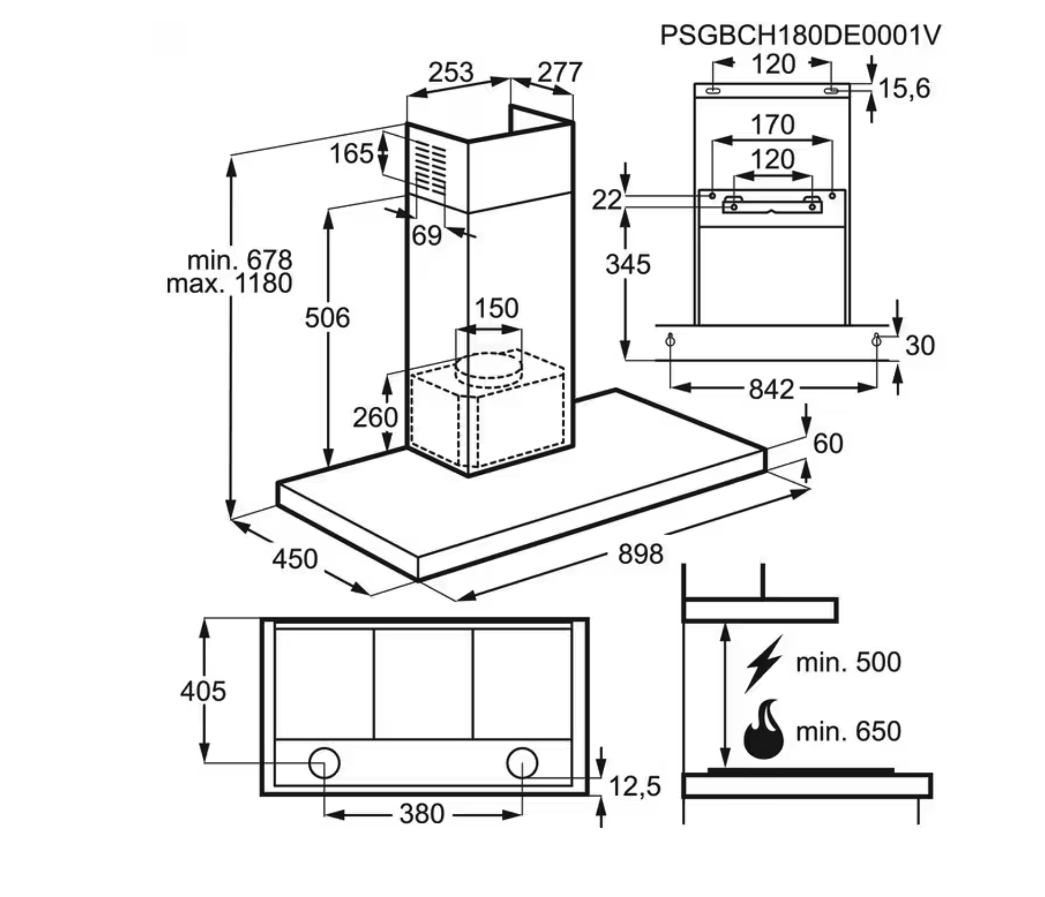 AEG DBE3951R 6000 wandschouwdampkap - 90cm
