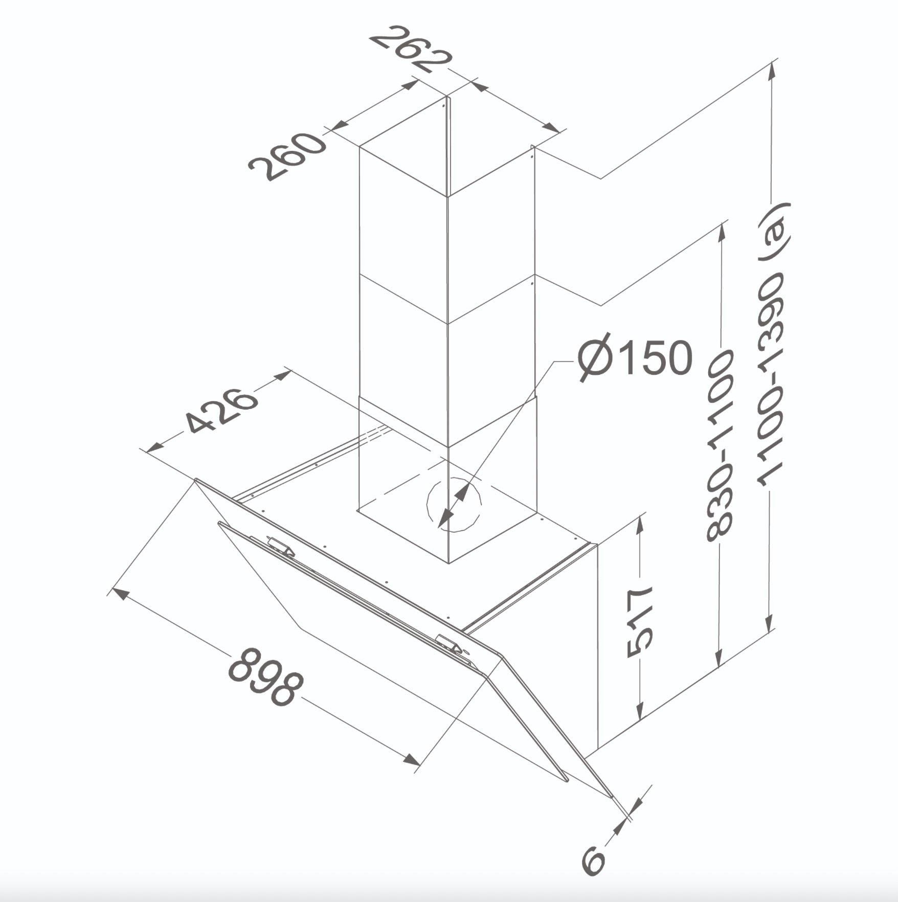 NOVY 7835 Vision headfree dampkap - 90cm