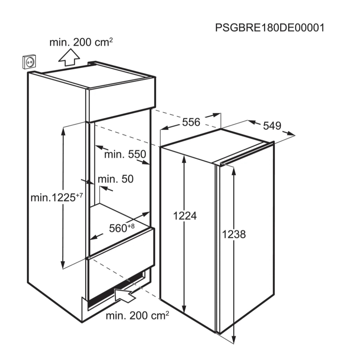AEG TAB7N12EF 7000 inbouw vriezer - 122cm