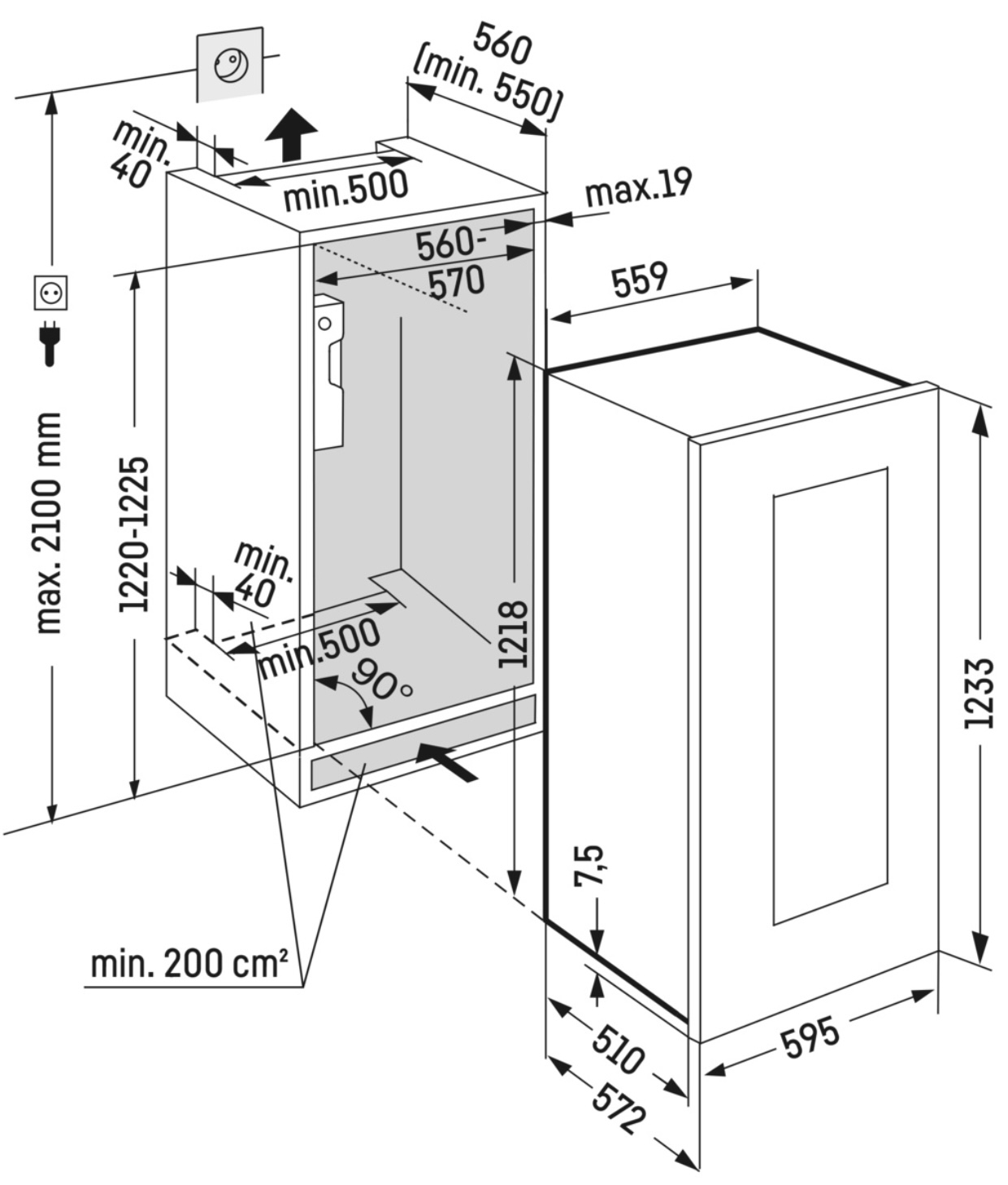 LIEBHERR EWTGW238326 integreerbare wijnklimaatkast