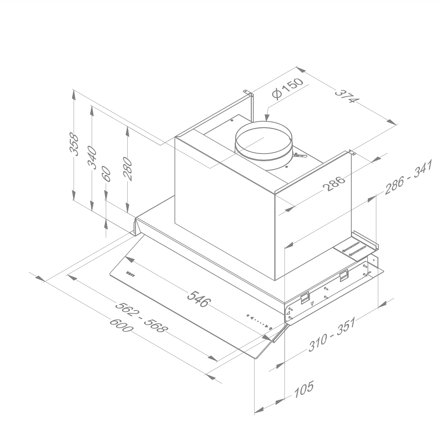 NOVY 8710 Fusion telescopische dampkap - 60cm NOVY 8710 Fusion telescopische dampkap - 60cm