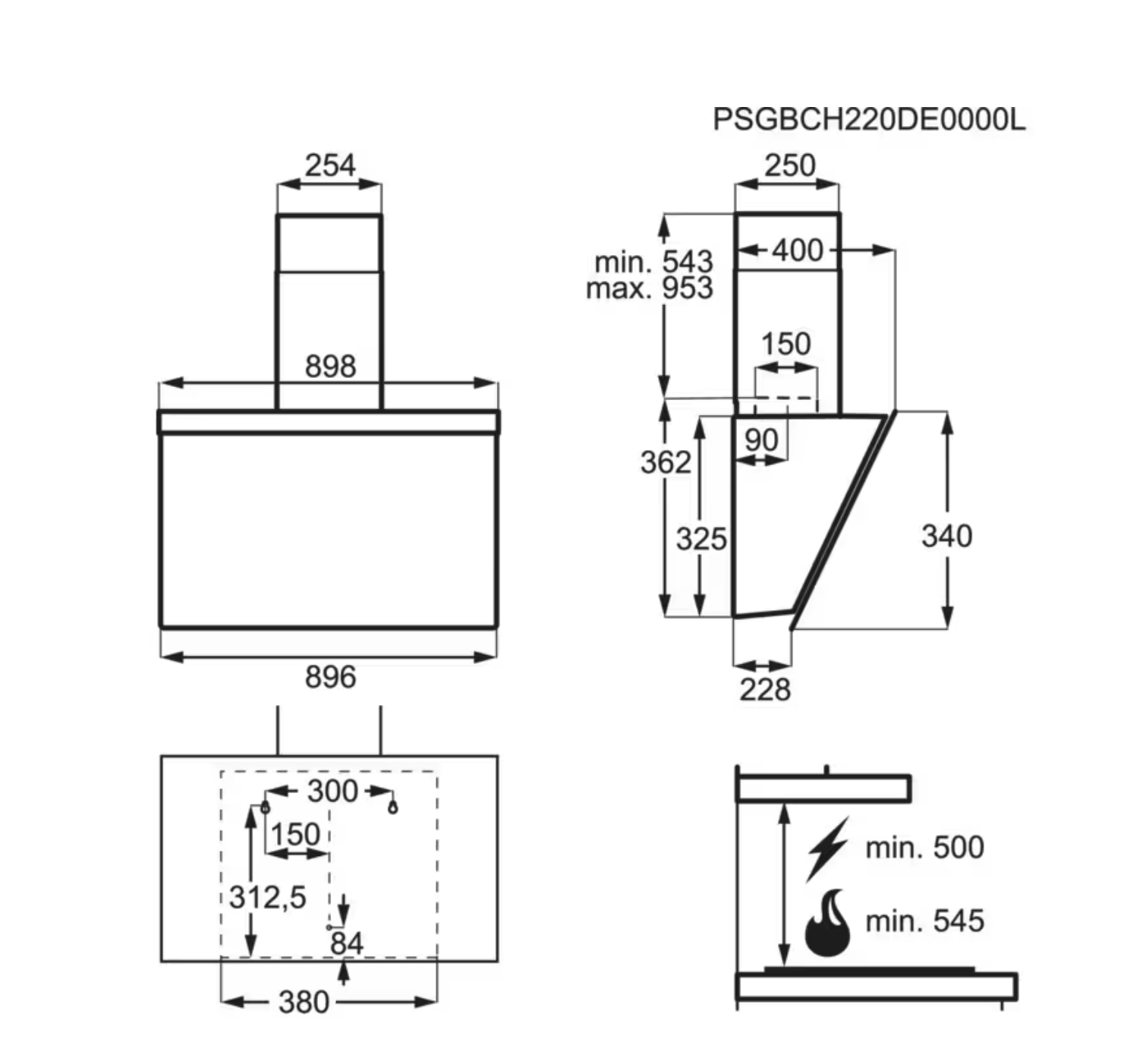 AEG DVE5961HB 7000 headfree dampkap - 90cm
