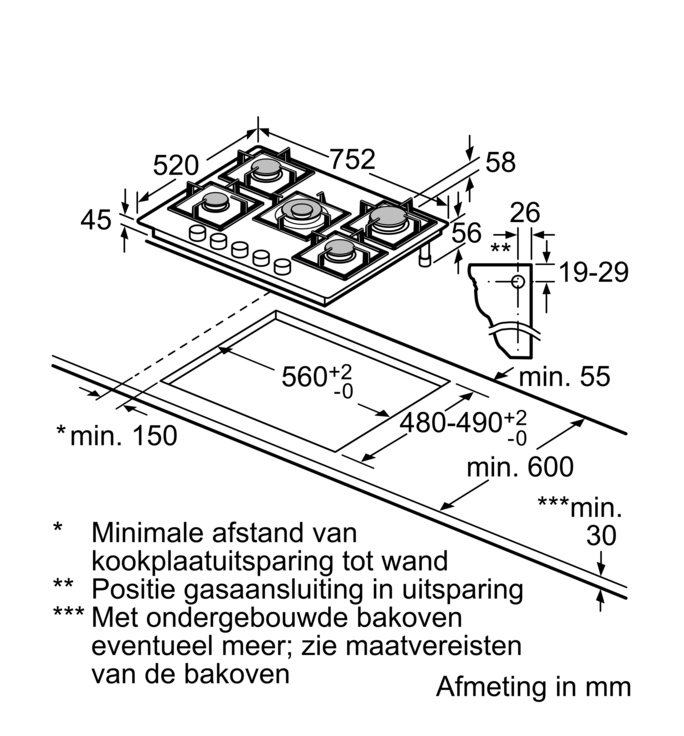 BOSCH PPQ7A6I40 SERIE 6 gaskookplaat - 75cm