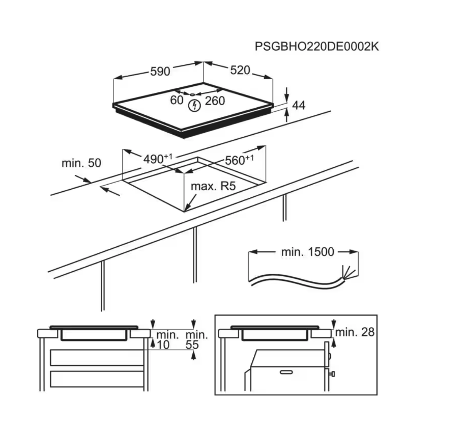 AEG TN64IA0BFB 5000 inductiekookplaat - 60cm