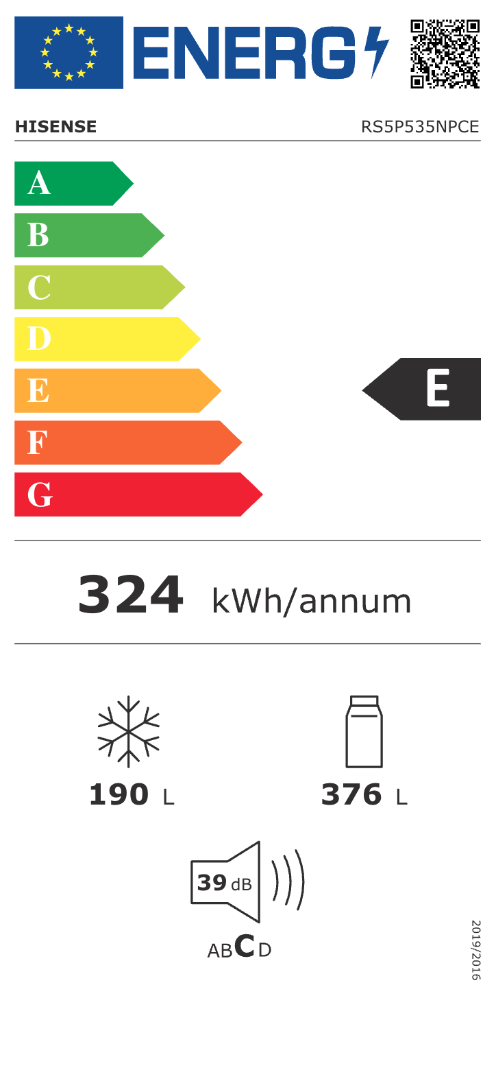 HISENSE RS5P535NPCE side-by-side - 178cm