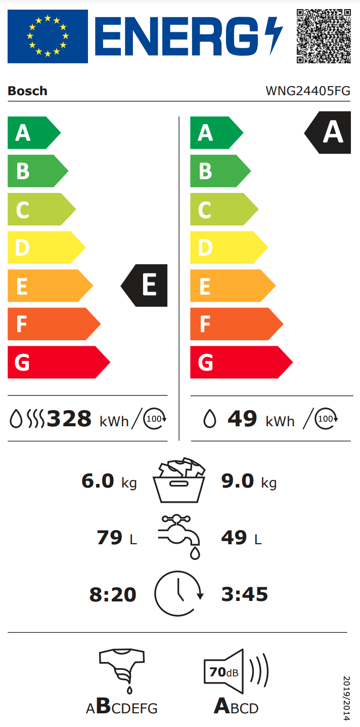 BOSCH WNG24405FG SERIE 6 was- droogcombinatie