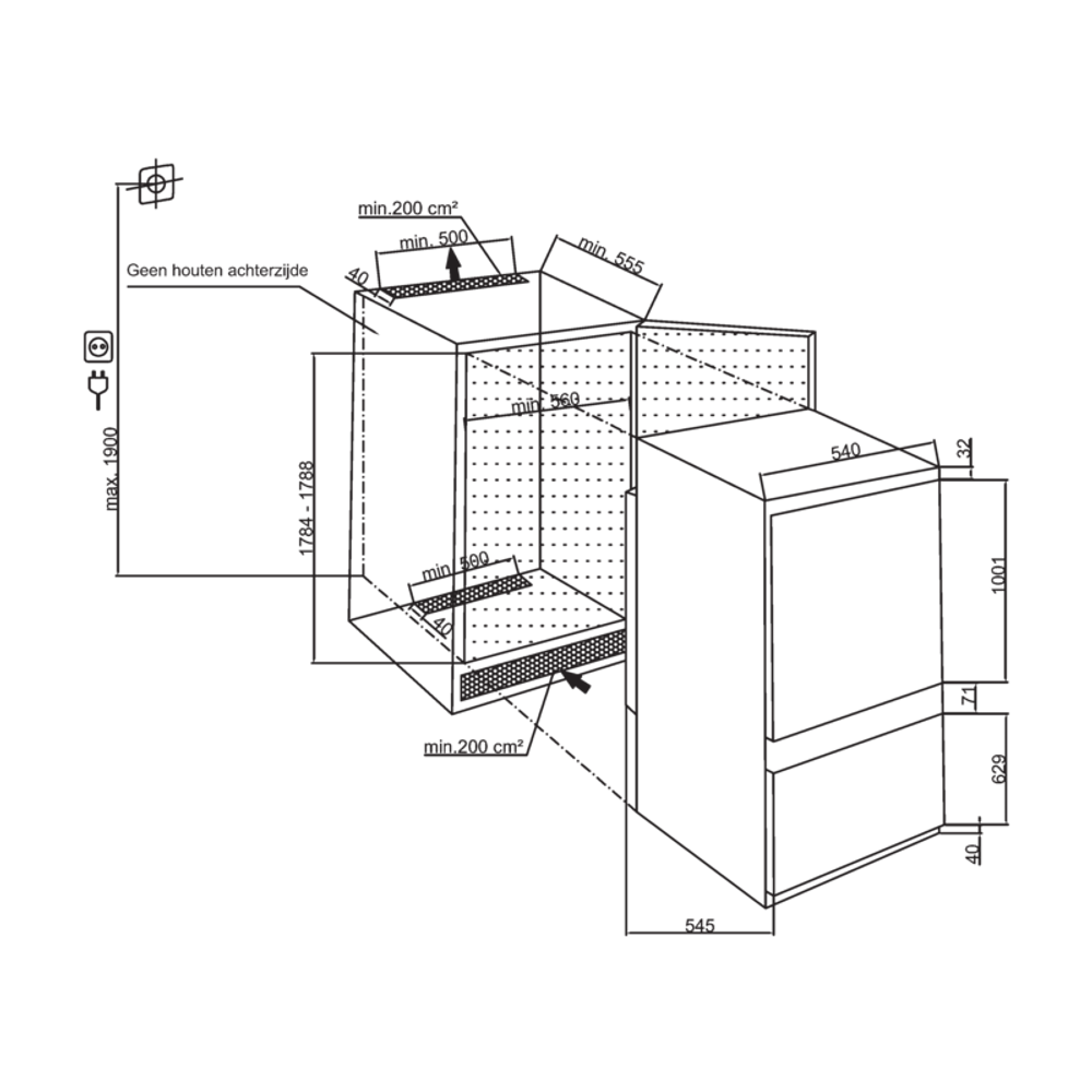 BEKO BCNA306E4SN koel-/vriescombinatie - 193cm