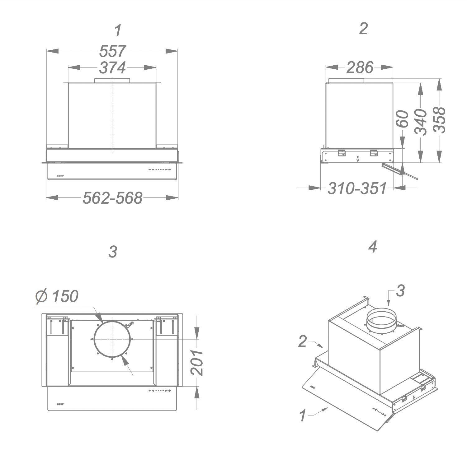 NOVY 8710 Fusion telescopische dampkap - 60cm NOVY 8710 Fusion telescopische dampkap - 60cm