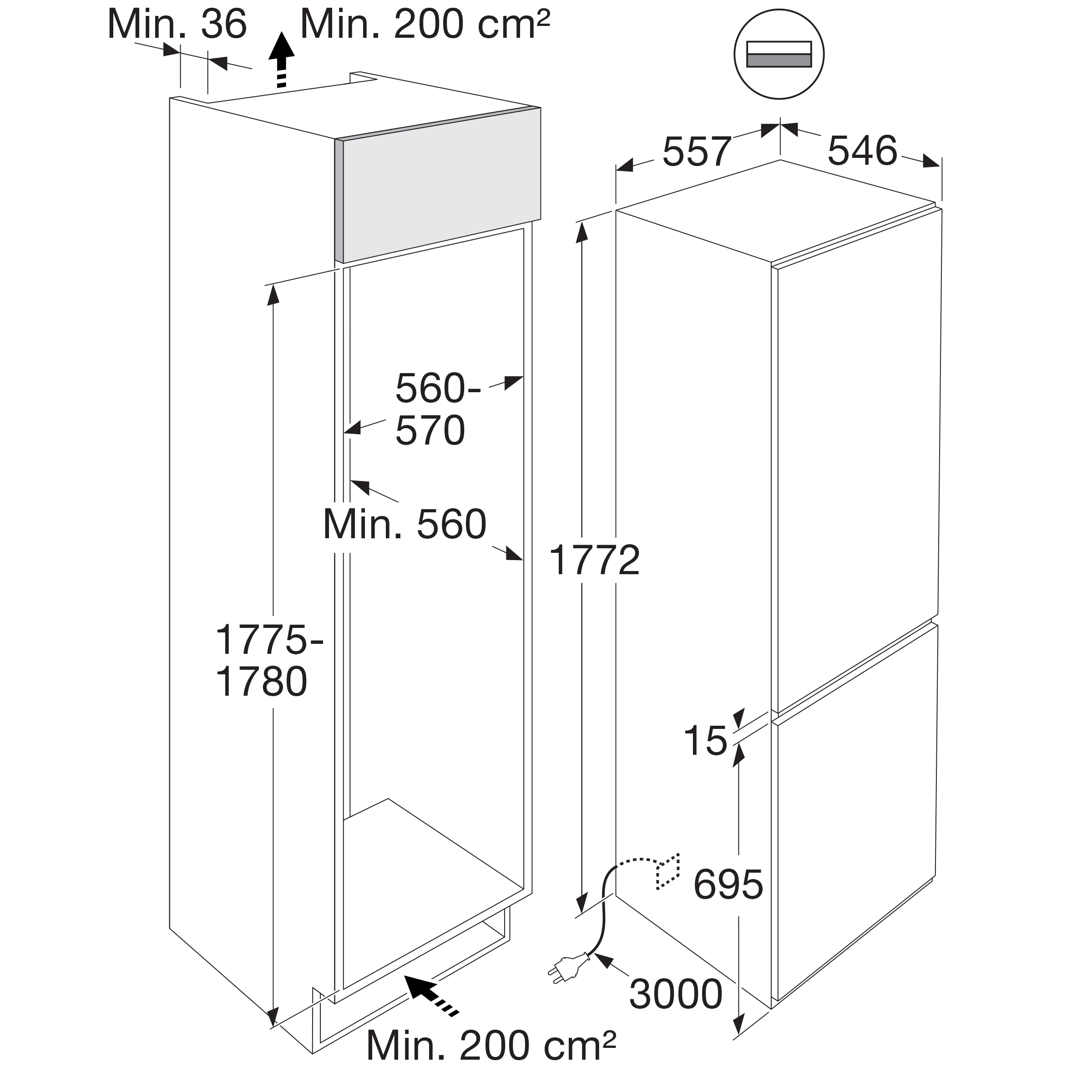 ATAG KDC8178NC koel-/vriescombinatie - 178cm