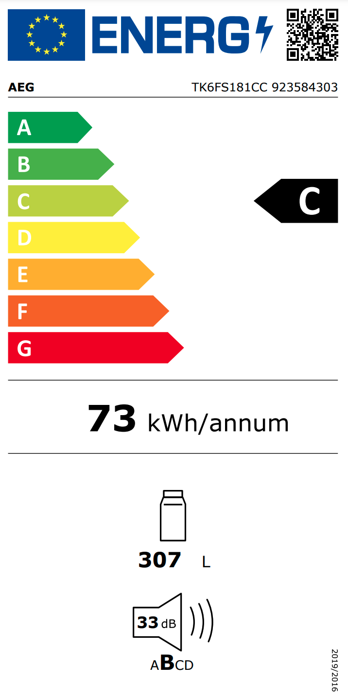 AEG TK6FS181CC 6000 koelkast zonder vriesvak - 178cm