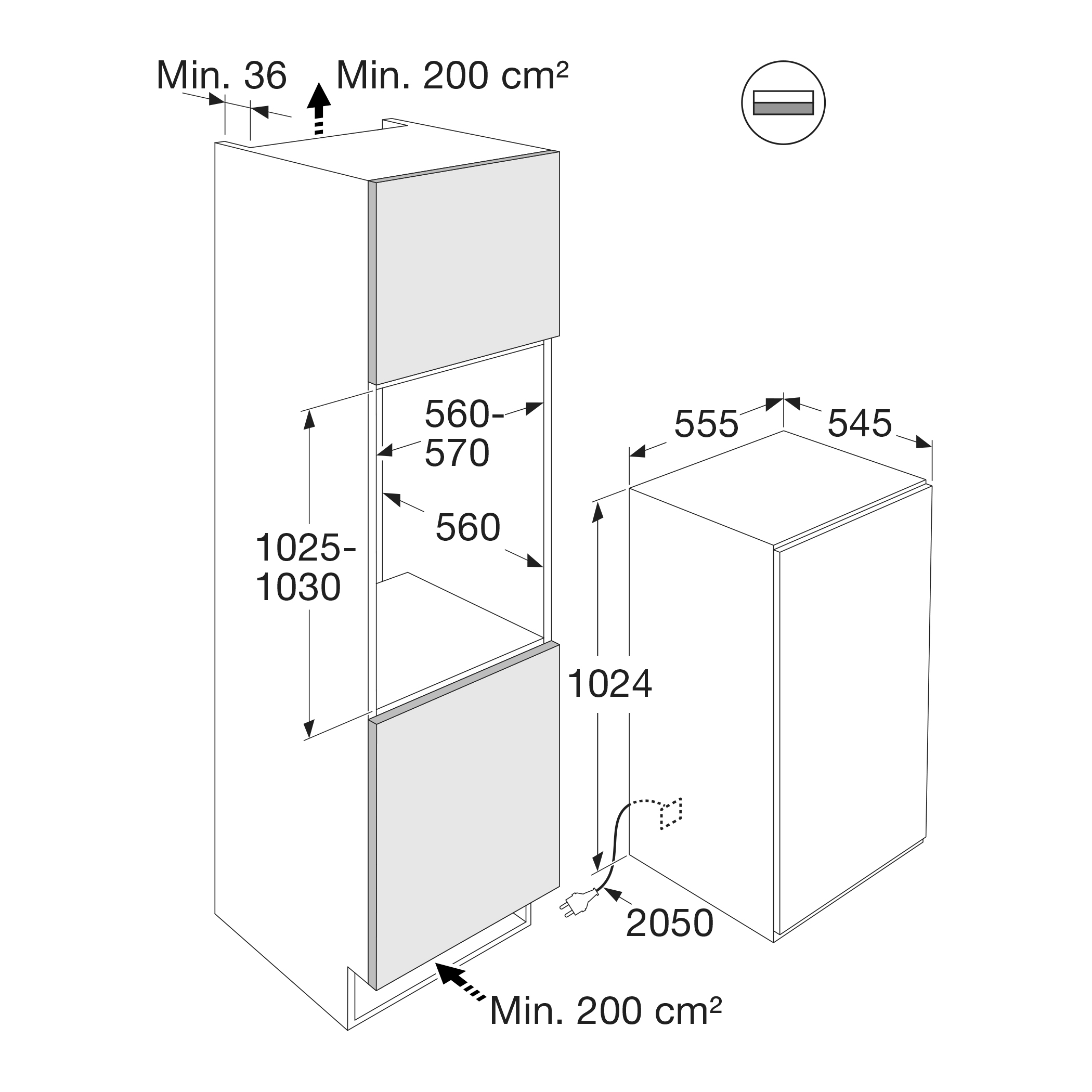 ATAG KD86102A koelkast zonder vriesvak  - 102cm