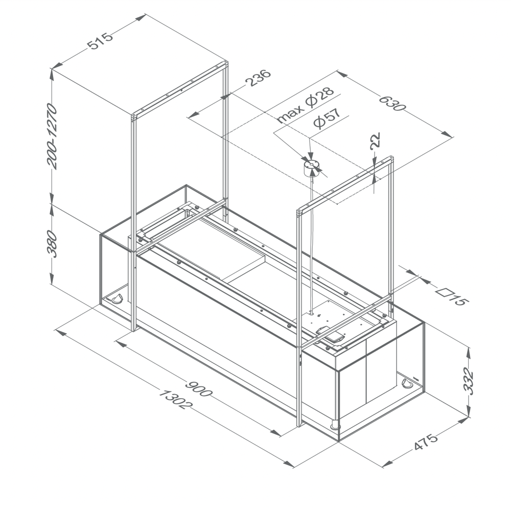 NOVY 7540 eilanddampkap - 130cm