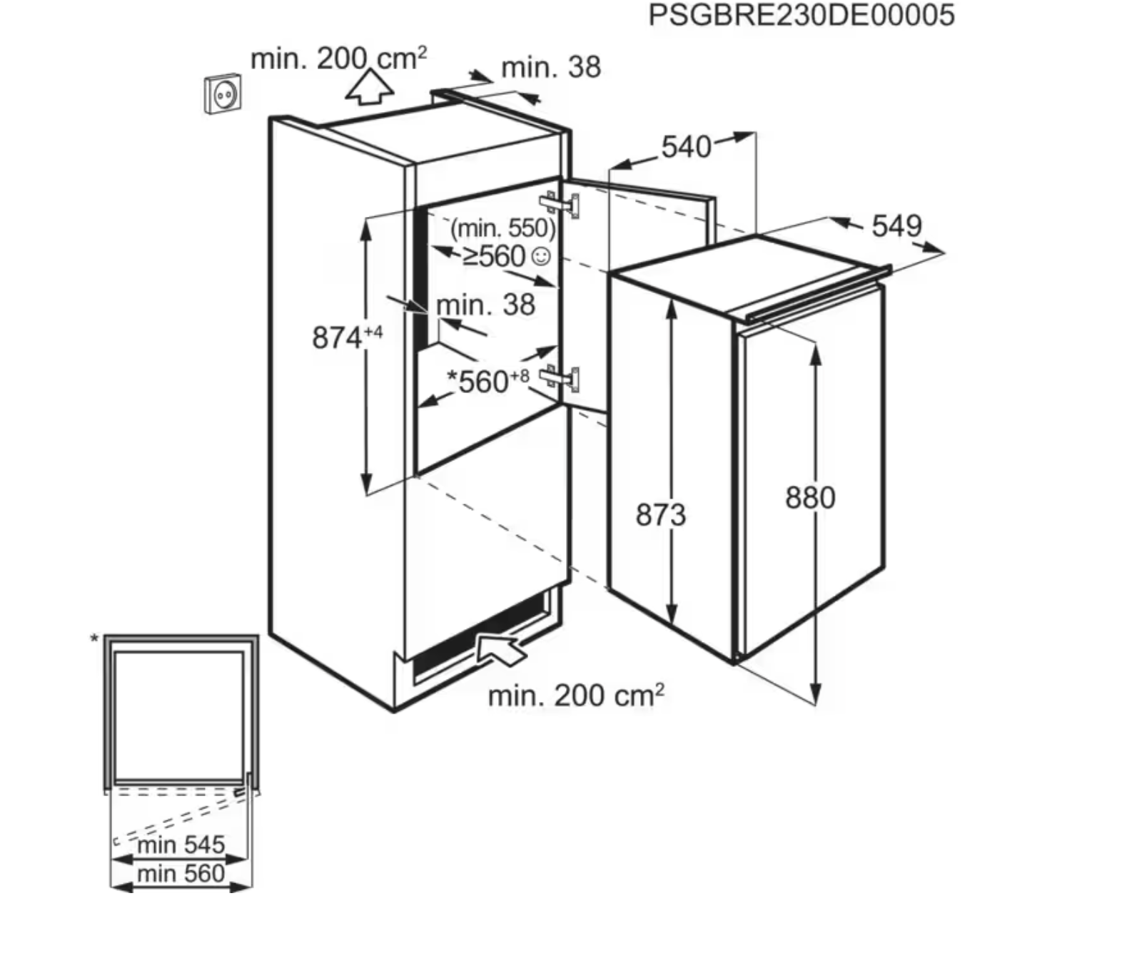 AEG TAB6L88ES 6000 inbouw vriezer - 88cm