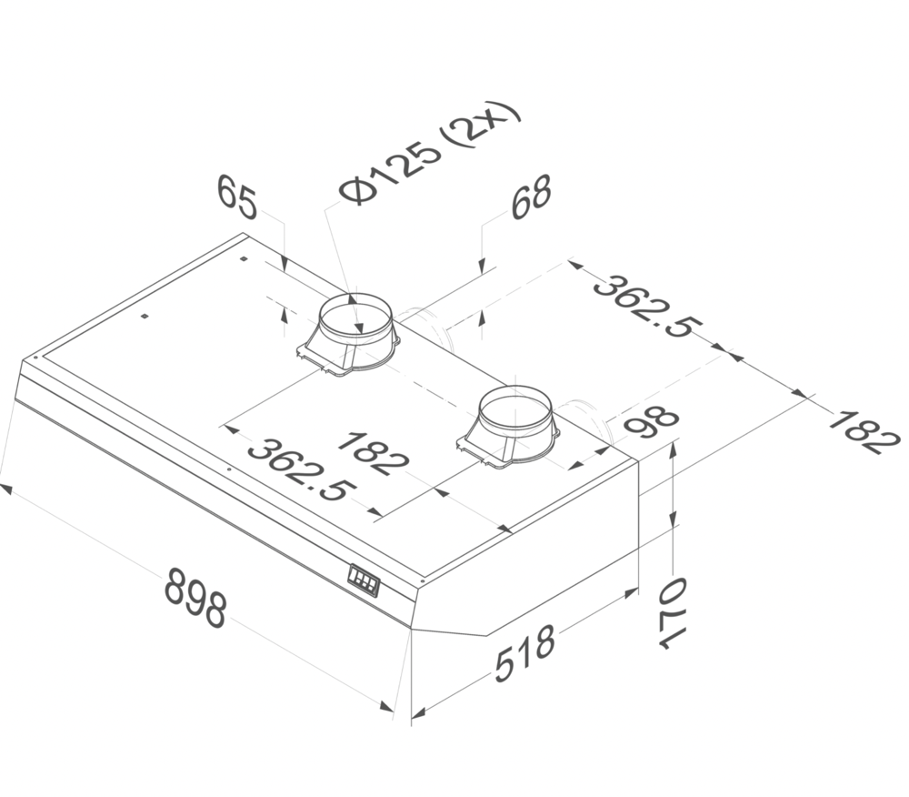 NOVY 950 onderbouw dampkap - 100cm