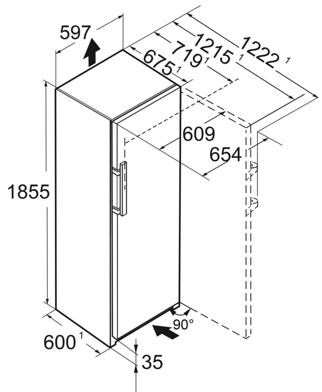 LIEBHERR RBBSB525I23 vrijstaande koelkast zonder vriesvak - 185cm