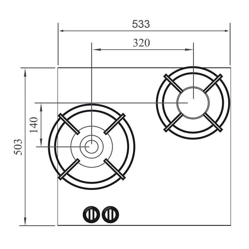 NOVY 56019 gaskookplaat - domino